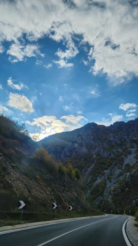 Paved mountain road near Fushë Studën